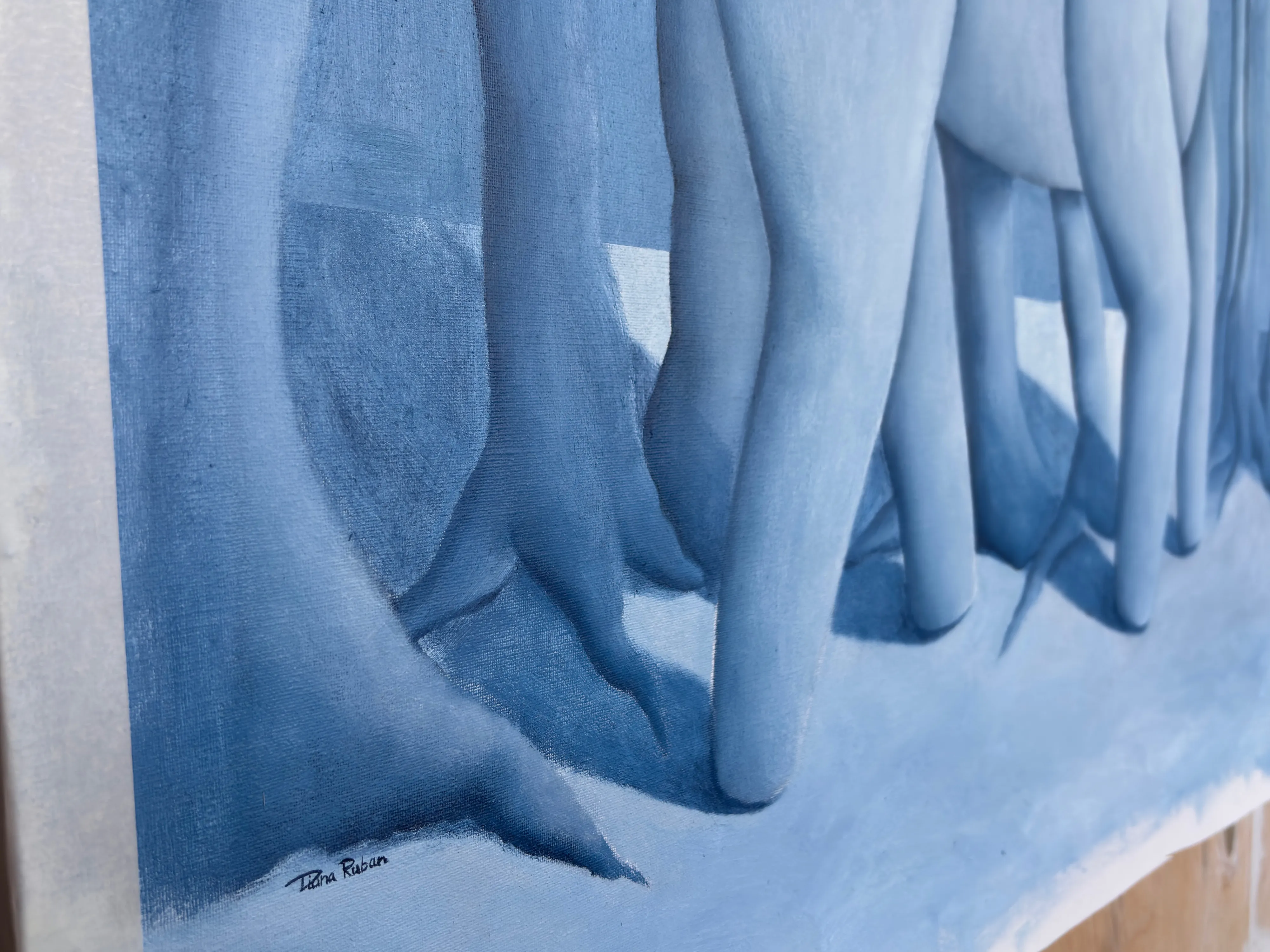 Image of Silent night by Diana Ruban , size: 102 x 140 cm, made of Canvas, oil, Painting medium, from Georgia , part of the Blue women series, priced at $5200 Photo 3 of 5.