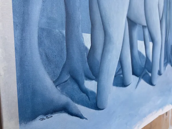 Image of Silent night by Diana Ruban , size: 102 x 140 cm, made of Canvas, oil, Painting medium, from Georgia , part of the Blue women series, priced at $5200 Photo 3 of 5.