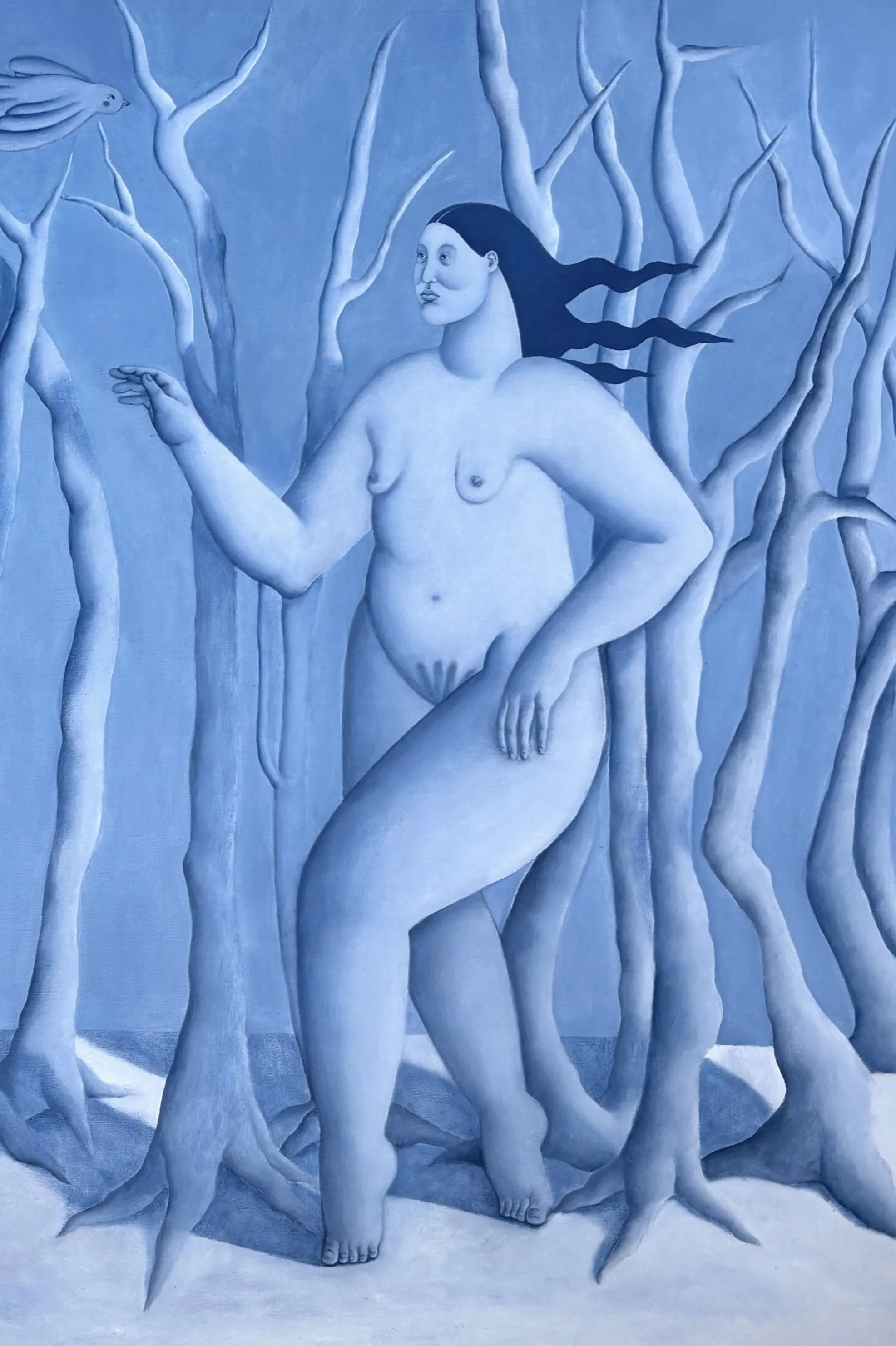 Image of Silent night by Diana Ruban , size: 102 x 140 cm, made of Canvas, oil, Painting medium, from Georgia , part of the Blue women series, priced at $5200 Photo 5 of 5.