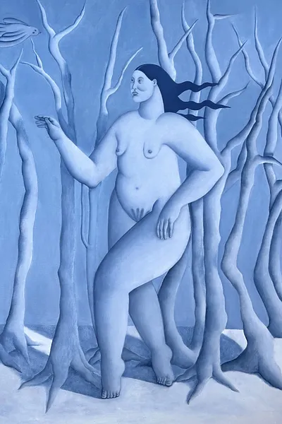 Image of Silent night by Diana Ruban , size: 102 x 140 cm, made of Canvas, oil, Painting medium, from Georgia , part of the Blue women series, priced at $5200 Photo 5 of 5.