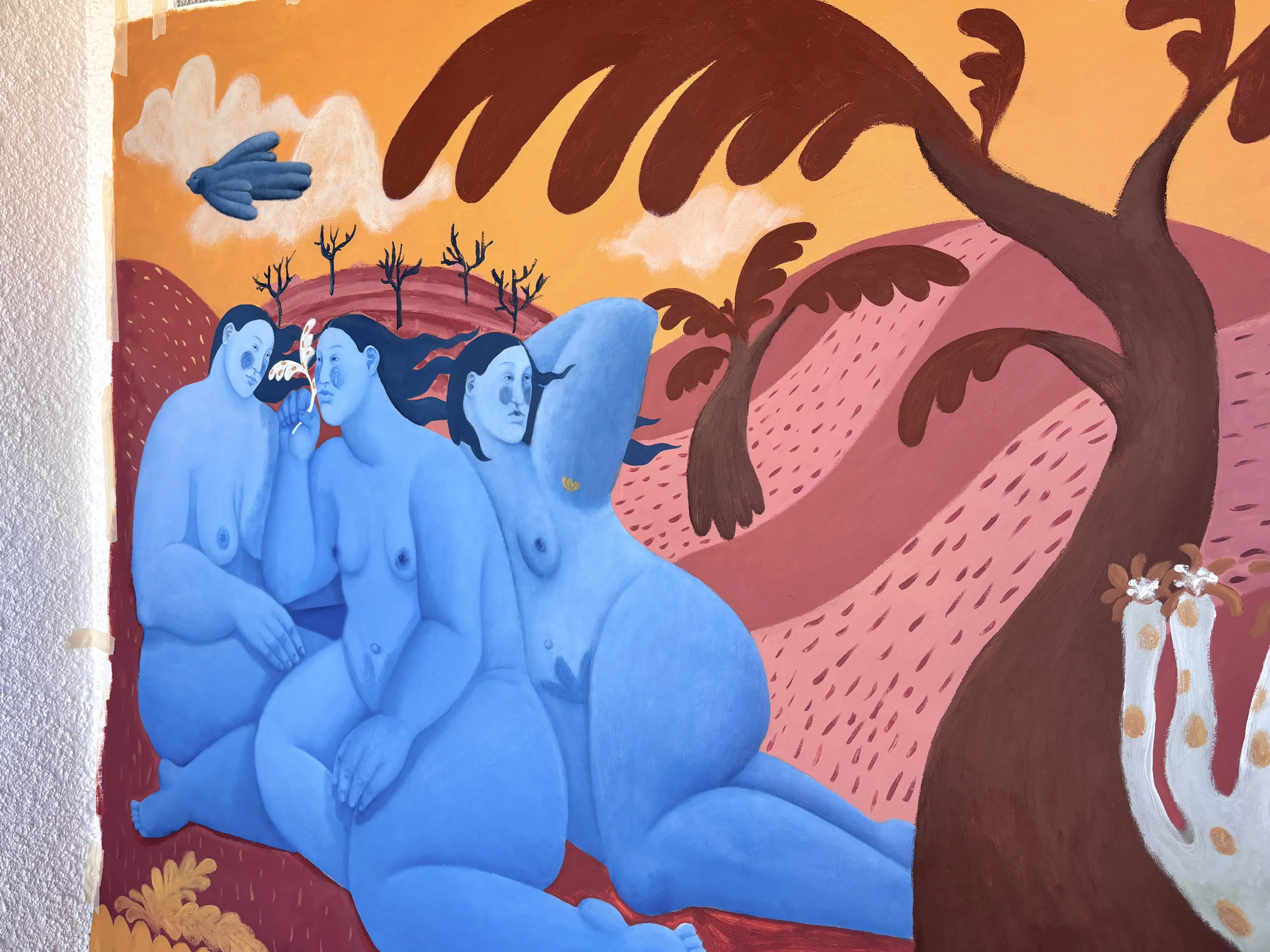 Image of With Hope by Diana Ruban , size: 135 x 160 cm , made of canvas, acrylic, oil, Painting medium, from USA, part of the Blue women series Photo 3 of 4.