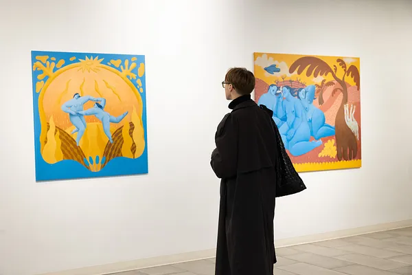 Image of With Hope by Diana Ruban , size: 135 x 160 cm , made of canvas, acrylic, oil, Painting medium, from USA, part of the Blue women series Photo 4 of 4.