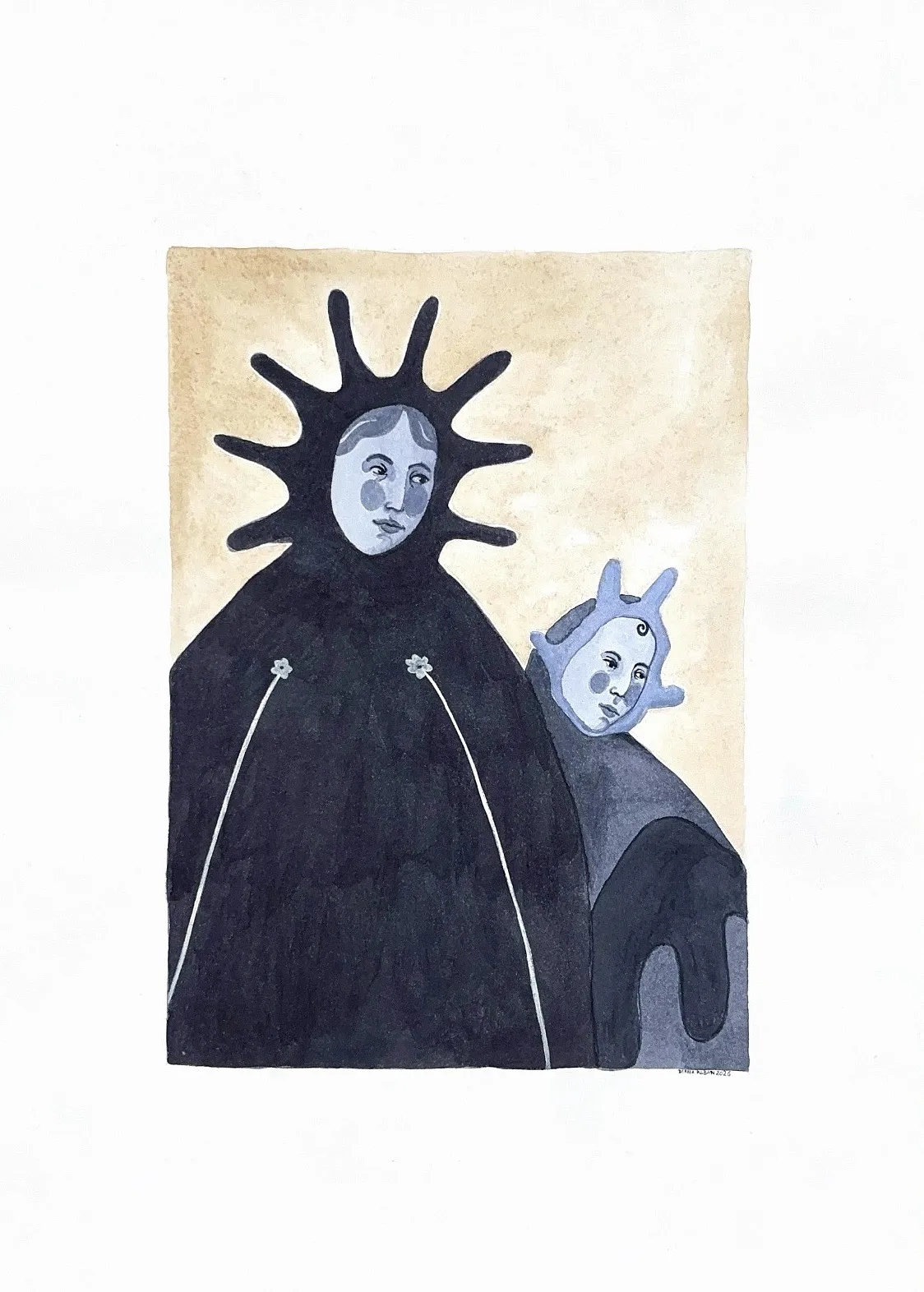 Image of Graphics by Diana Ruban , size: 40 х 29,7 cm, made of Paper 200g/m2, watercolor, Graphics medium, from Georgia , part of the Blue women series, priced at $270 Photo 1 of 2.