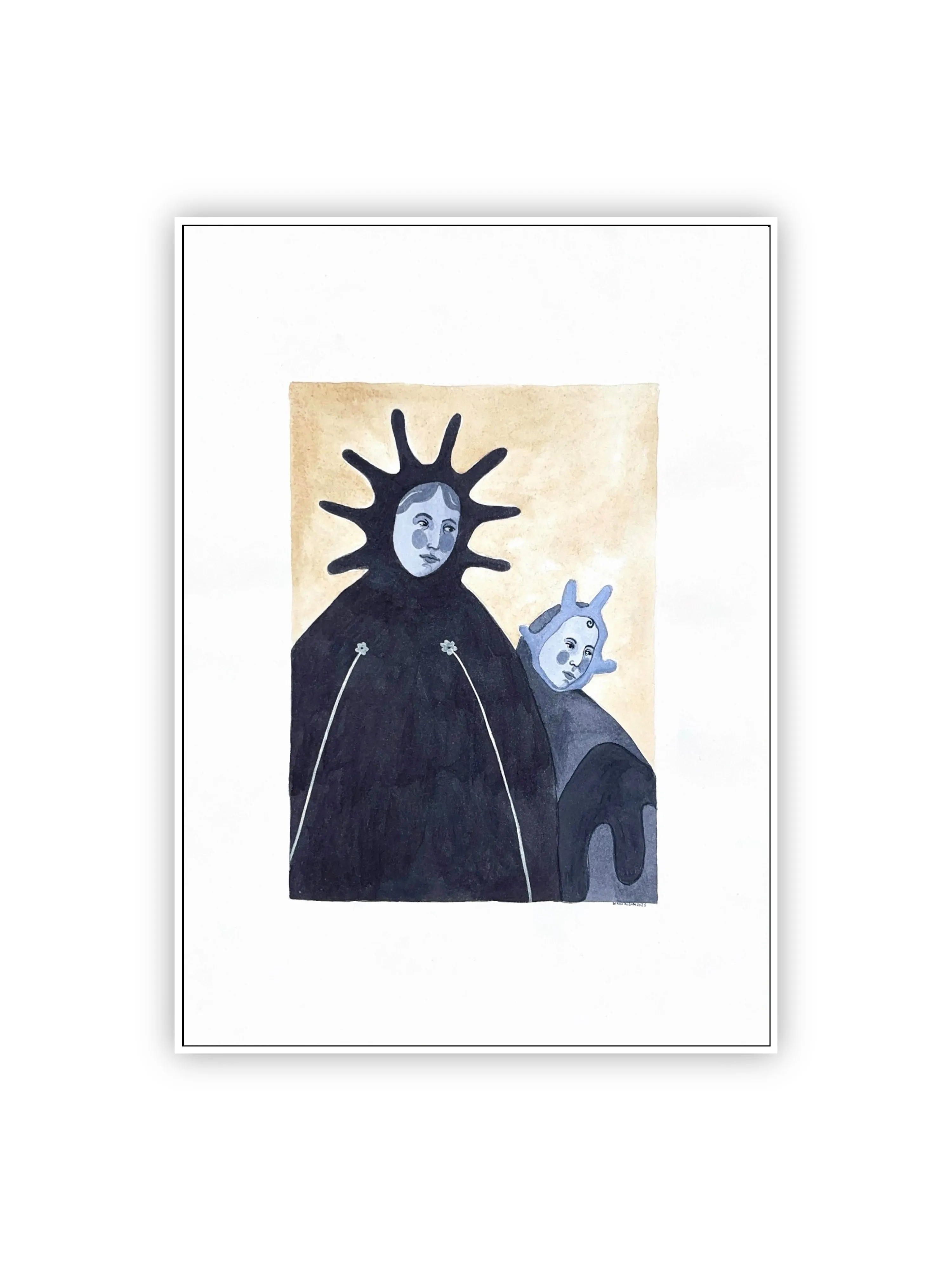 Image of Graphics by Diana Ruban , size: 40 х 29,7 cm, made of Paper 200g/m2, watercolor, Graphics medium, from Georgia , part of the Blue women series, priced at $350 Photo 2 of 2.