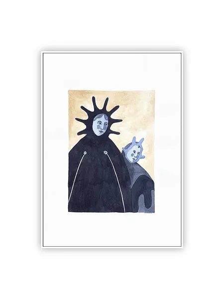 Image of Graphics by Diana Ruban , size: 40 х 29,7 cm, made of Paper 200g/m2, watercolor, Graphics medium, from Georgia , part of the Blue women series, priced at $350 Photo 2 of 2.