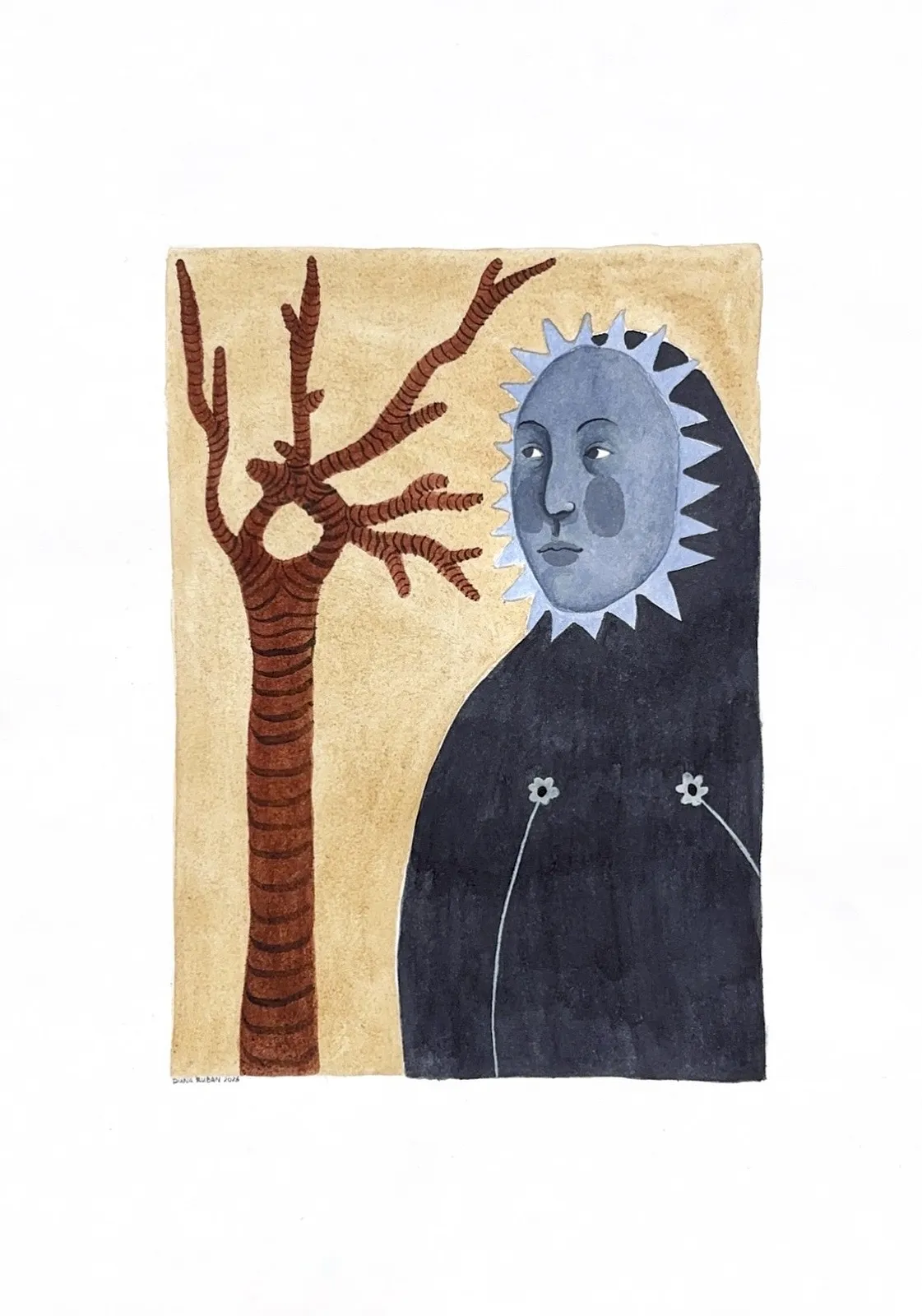 Image of Graphics by Diana Ruban , size: 40 х 29,7 cm, made of Paper 200g/m2, watercolor, Graphics medium, from Georgia , part of the Blue women series, priced at $270 Photo 1 of 2.
