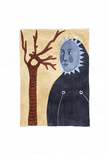 Image of Graphics by Diana Ruban , size: 40 х 29,7 cm, made of Paper 200g/m2, watercolor, Graphics medium, from Georgia , part of the Blue women series, priced at $270 Photo 1 of 2.