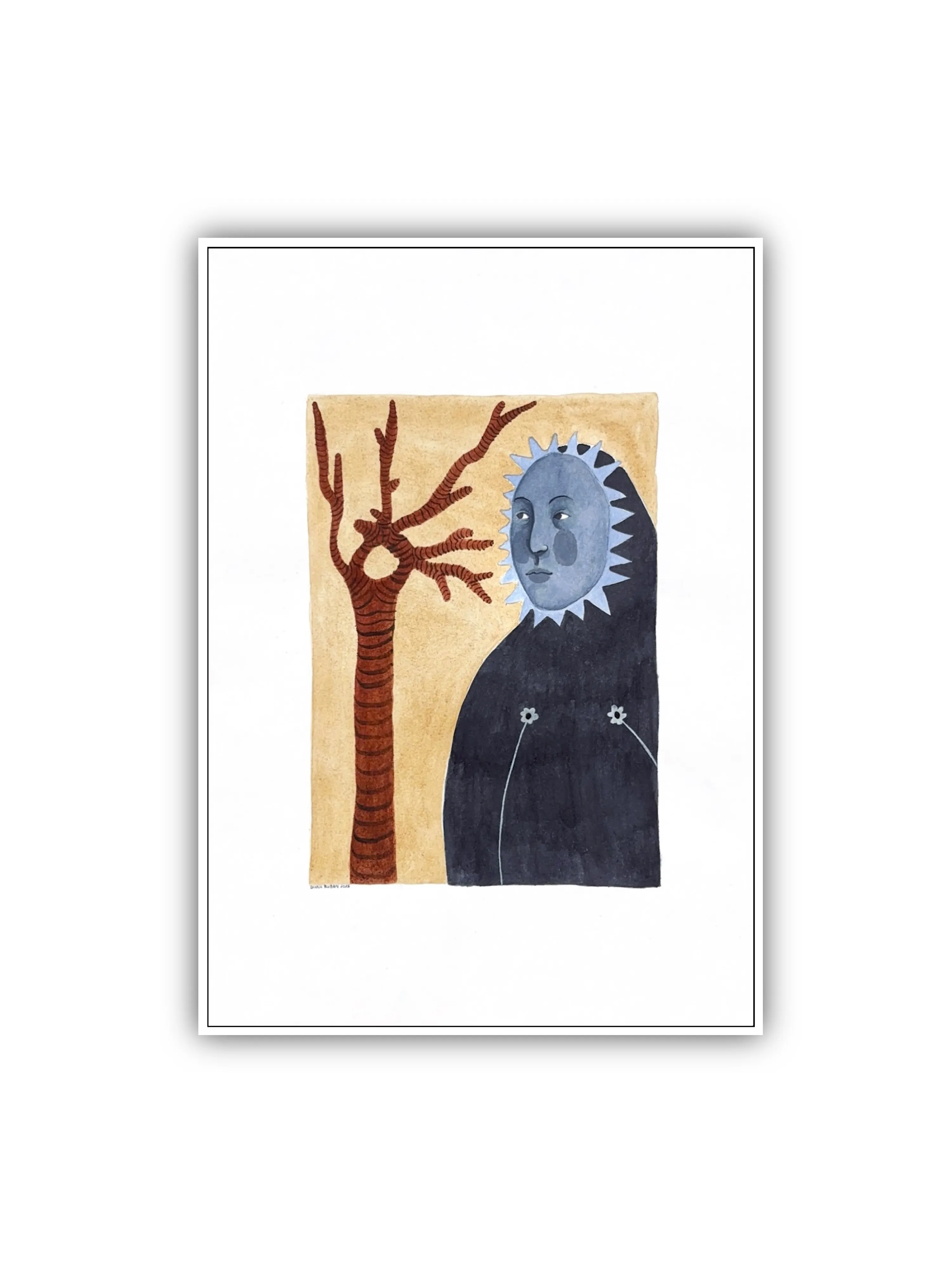Image of Graphics by Diana Ruban , size: 40 х 29,7 cm, made of Paper 200g/m2, watercolor, Graphics medium, from Georgia , part of the Blue women series, priced at $350 Photo 2 of 2.